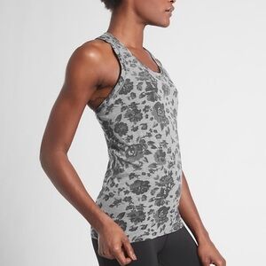Athleta Black and Gray Floral Tank Top